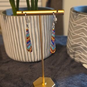 SEED& SAGE Multicolor Beaded Teardrop Earrings STERLING SILVER 925 PLATED